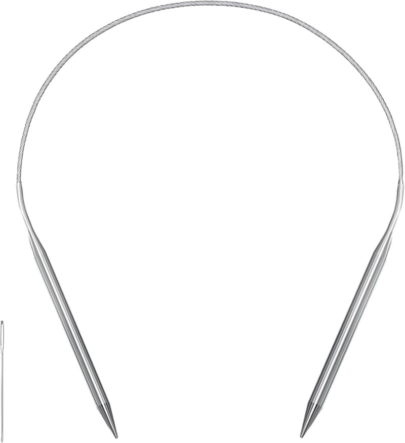 forebile Size 10 Stainless Steel Circular Knitting Needles 16 Inch 6 mm Set Round Metal (Silver, 16 inch-10-(6mm)) - Image 1